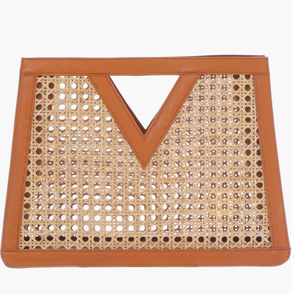 Adonia Rattan Cane Clutch - Brand New